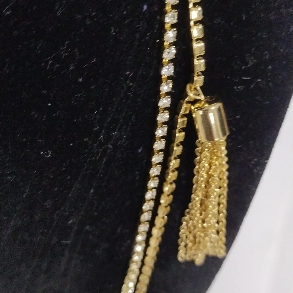 J.Crew Multi Strand Gold Necklace – Tassels & Crystal Accents Statement Jewelry